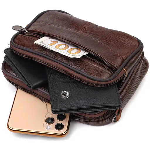 Сумка кожаная мужская Vintage 16х12,5х4 см sum0022670 - фото 5