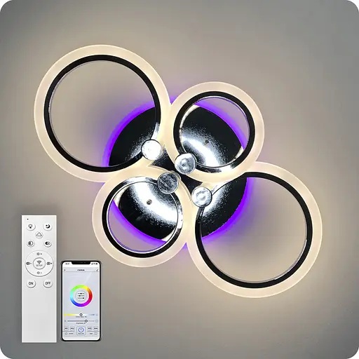 Люстра светодиодная 517 Light 3color с пультом 76Вт Хром (01370) - фото 7