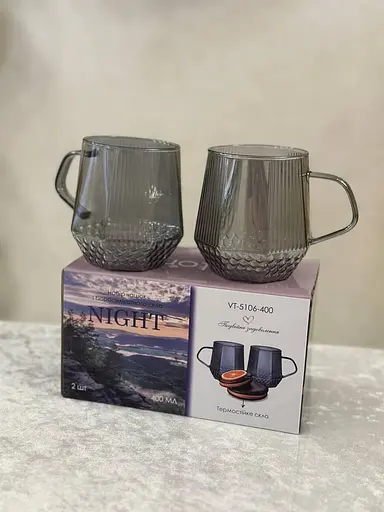 Набор чашек Vittora Night VT-5106-400 2 чашки 400 мл Серый - фото 5