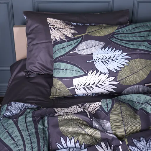 Комплект постільної білизни MirSon Leaves Сатин 160х220 см фіолетовий (2200012535417) - фото 4