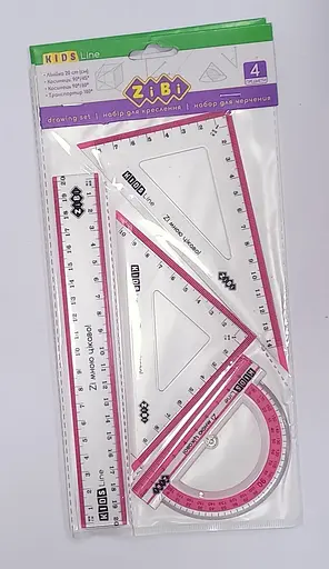 Комплект ZB.5680: линейка 20 см, 2 угольника, транспортир KIDS Line ZiBi розовый - фото 2