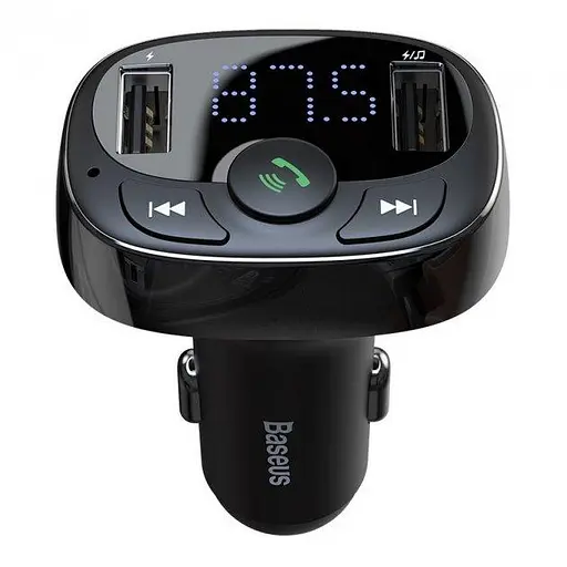 FM-модулятор трансмітер Baseus T-Typed + bluetooth (2USB) CCTM-01 Black - фото 2