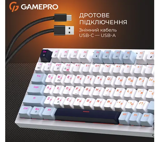 Клавіатура ігрова механічна GamePro GPMK-160-BL Warden Genesis Red Outemu Swithes Hot-Swap White-Blue - фото 14