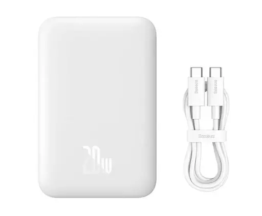Павербанк BASEUS Magnetic Mini Wireless 1000MH USB-C PD 20W с беспроводной зарядкой Qi 15W Белый - фото 7