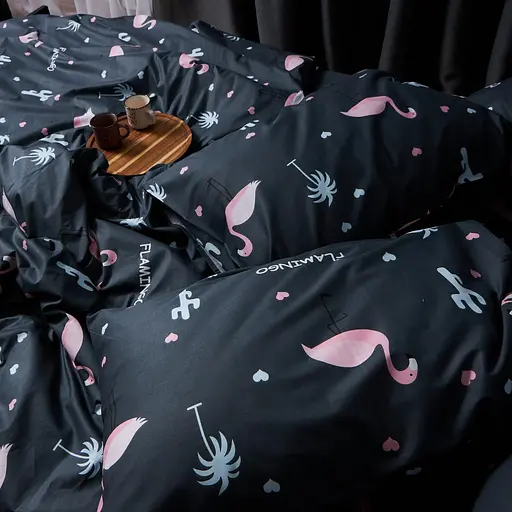 Комплект постельного белья Moon&Star Satin Elit Flamingo Полуторный Евро 160х220 см наволочки 4х50х70 см - фото 2