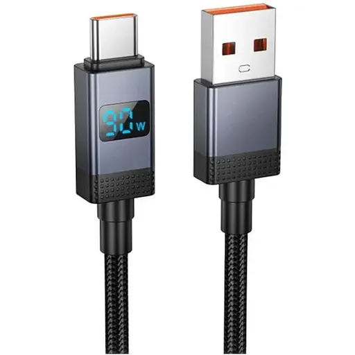 Кабель Hoco X118 Generous 5A зарядный кабель с дисплеем Type-C Черный