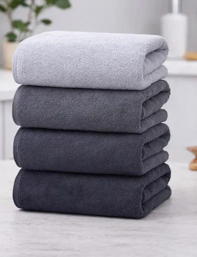 Банні рушники комплект 10 шт. 140 x 70 см HD-1-96 м'який рушник із бавовни для душу бані сауни Сірі різні кольори - фото 1