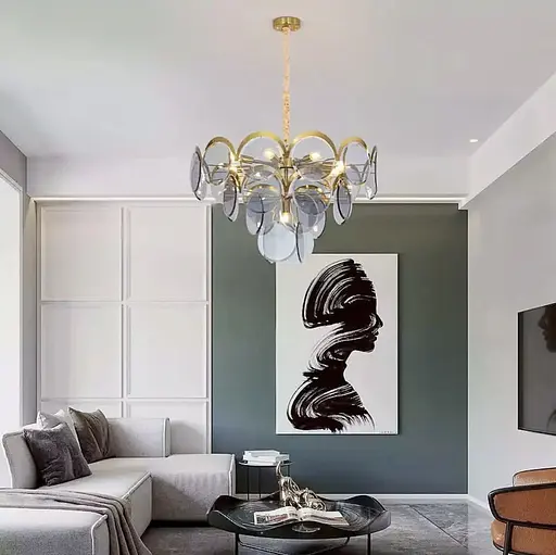 Люстра Industriel Verre з пластинами сіро-блакитного кольору | Арт. AT 08/7 | Line F - фото 5