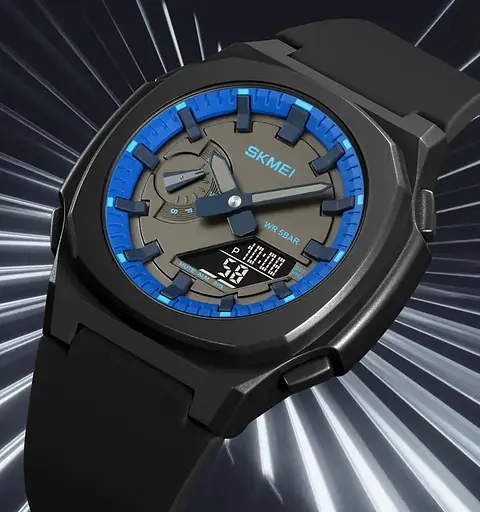 Годинник чоловічий наручний Skmei 2091 (Чорний/Синій/Чорний) - фото 4
