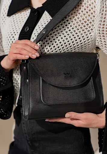 Жіноча шкіряна сумка Liv чорна - фото 2