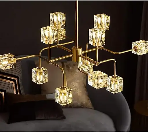 Светодиодная люстра Рубик 8913 (Золотистая) на 12 плафонов - фото 4