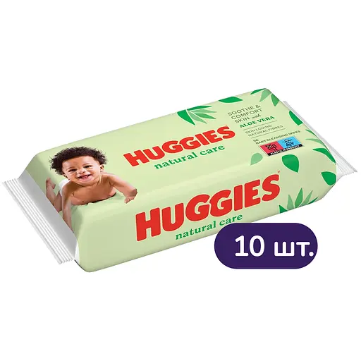 Влажные салфетки Huggies Natural Care 560 шт. (10 уп. х 56 шт.)
