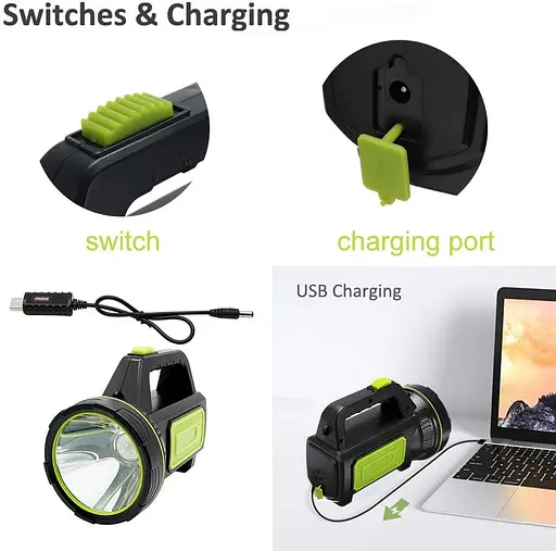 KISUFU Світлодіодний ліхтарик, що перезаряджається, для зарядного пристрою, 10000 люмен Супер яскравий прожектор Ліхтарик - фото 4