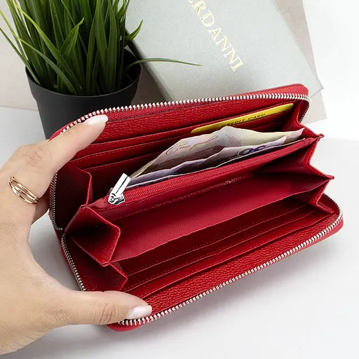 Гаманець жіночий шкіряний Fuerdanni 19600 червоний на блискавці - фото 6