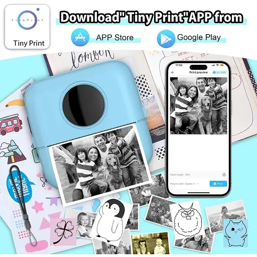 Мини-термопринтер HuiJuKeJi Print Pod с 10 рулонами термобумаги, цветной ручкой для iOS и Android - фото 3