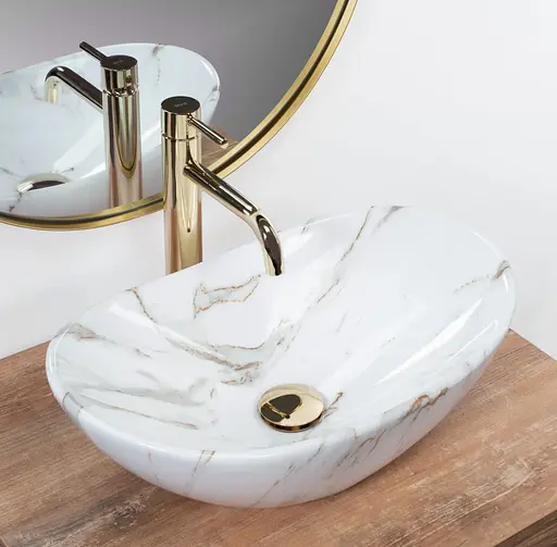 Умивальник Rea Royal Mini Aiax Shiny накладний REA-U5063, Мармур - фото 5