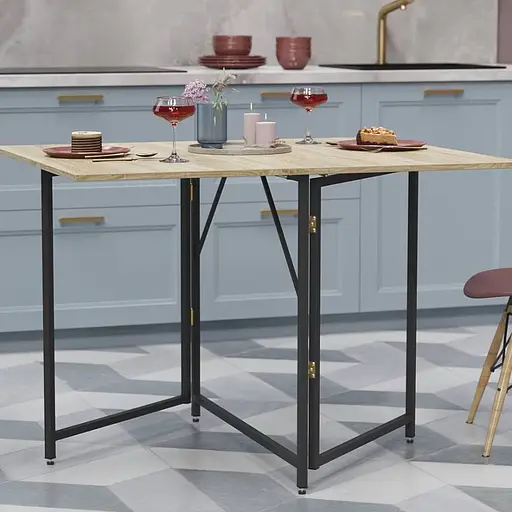 Стіл трансформер книжка Вуді Ferrum-decor 75x130x90 Чорний метал ДСП Дуб Сонома 16 мм (FRD-106746)