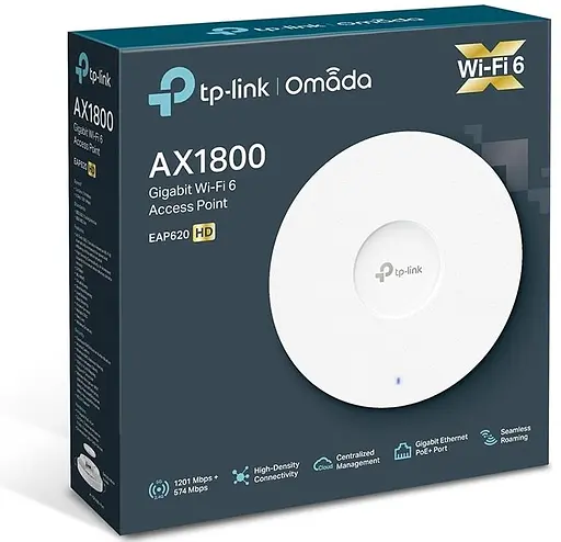 TP-Link Точка доступу EAP620 HD AX1800 1xGE LAN PoE MU-MIMO стельова - фото 6
