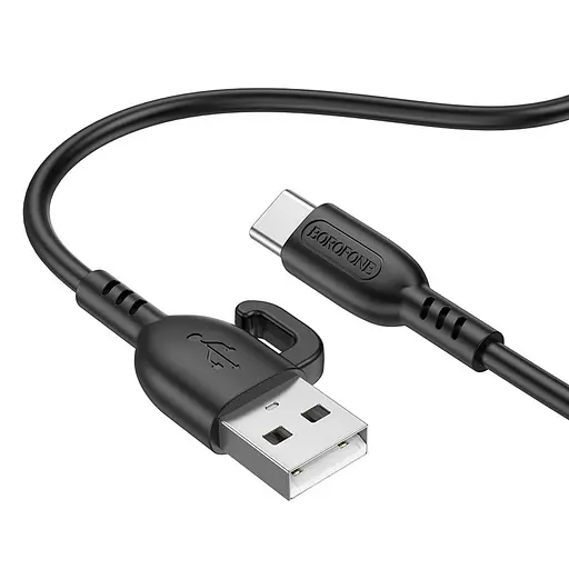 Кабель прочный Borofone BX91 USB - USB-C с поддержкой быстрой зарядки 3 А черный - фото 1