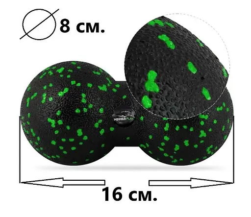 Набір для масажу та йоги PowerPlay PP_4094 EPP (Ролик 30*15 + 2-ва мячі) Green + гумка 5.5 кг (PP_4094_Green) - фото 7