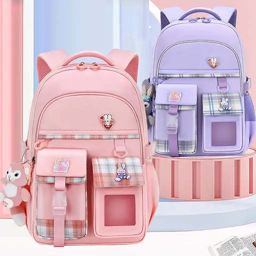 Рюкзак із брелком Зайченя, 30x17x44 см, 1 відділення, 6 кишень, на блискавці, C72832 (В асортименті) - фото 4