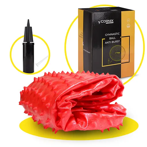 Мяч для фитнеса (фитбол) Cornix 65 см массажный Anti-Burst Red XR-0486 - фото 7
