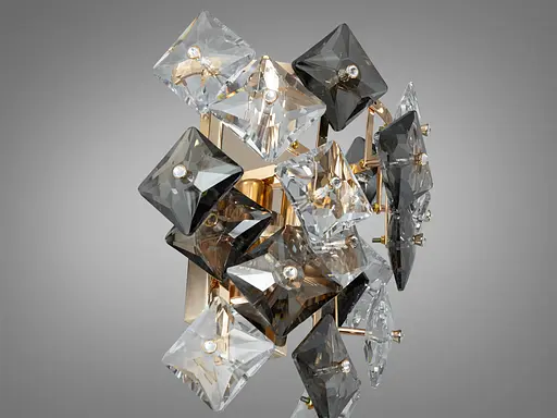 Класичне бра з кришталю на дві лампи, золотого кольору - фото 2