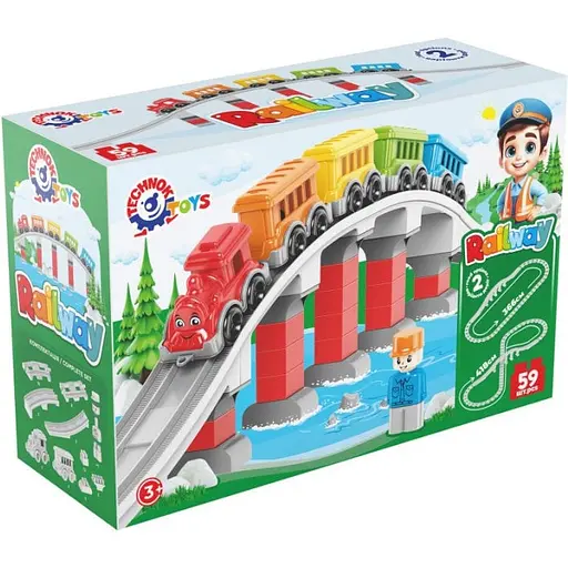 Детский набор конструктора Железная дорога ТехноК 1300TXK 59 деталей - фото 1