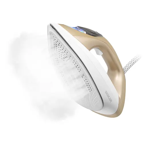 Sencor Праска-парогенератор, 2400Вт, 1500мл, паровий удар -395гр, постійна пара - 130гр, Anti-calc, керам. підошва, біло-золотий - фото 7