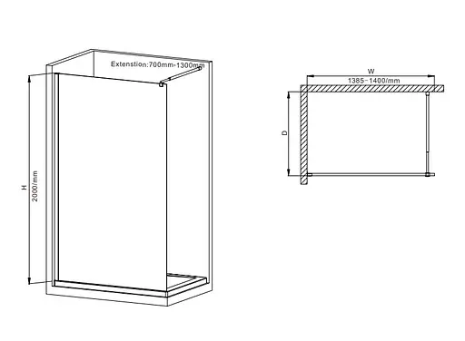 Душова перегородка Mixxus Premium Flat SP01-140x200-TR хром Walk-In прозоре скло 8 мм MI6853, прозоре, хром - фото 2