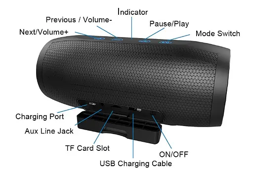 Бездротова Bluetooth колонка Zealot S16 стереозвук HiFi (Чорний) - фото 7