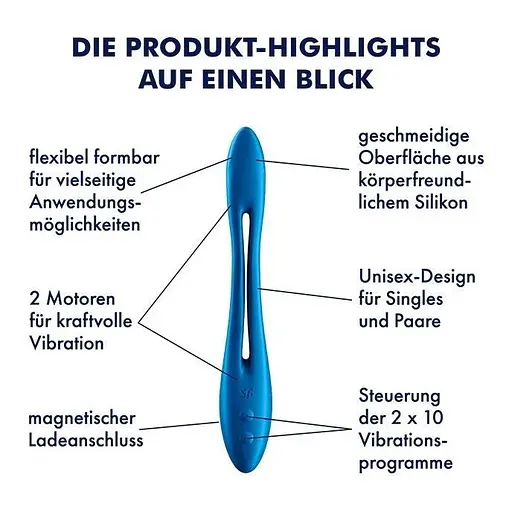 Вібратор Satisfyer Elastic Game 20 см блакитний - фото 4