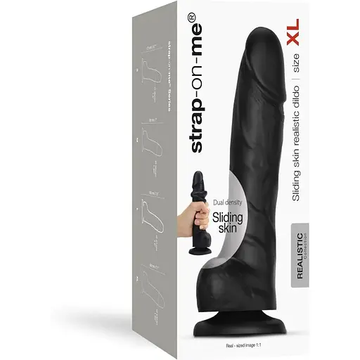 Реалистичный фаллоимитатор Strap-On-Me Sliding Skin Realistic Dildo Black - XL