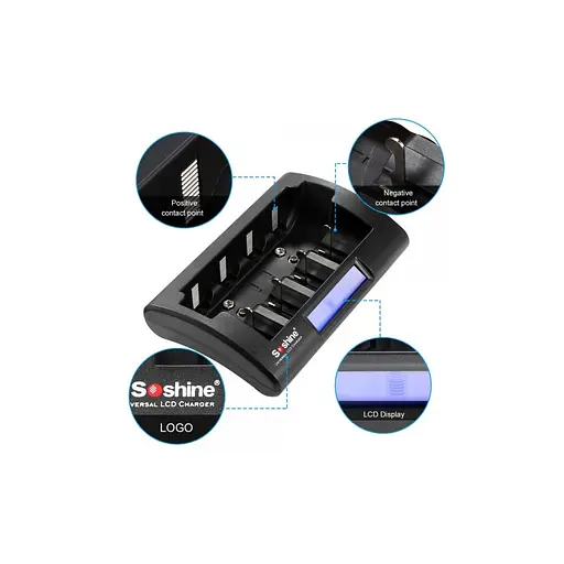 Зарядний пристрій — станція для батарейок Soshine LCD Universal Charger CD-1 - фото 7