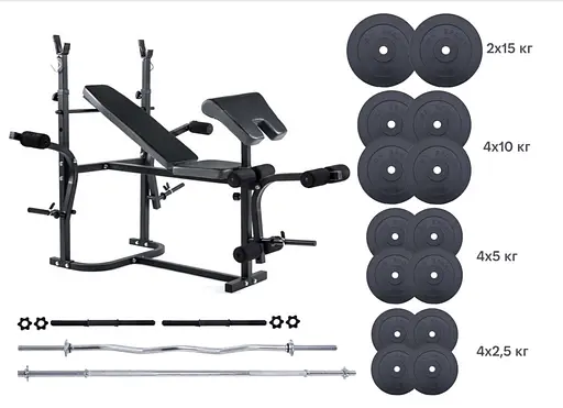 Лава для жиму RN-Sport REX 1020 4 грифи 2х15 кг, 4x10 кг, 4x5 кг, 4x2.5 кг