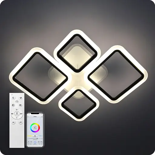 Люстра світлодіодна 517 Light 3color з пультом 96 Вт Чорний (02042) - фото 1