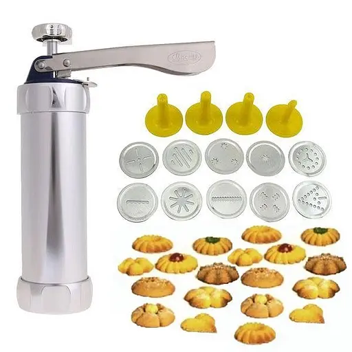 Дозатор шприц пресс для печенья кондитерский из нержавеющей стали с 24 насадками, Kitchen Master Серебристый 85255 - фото 6