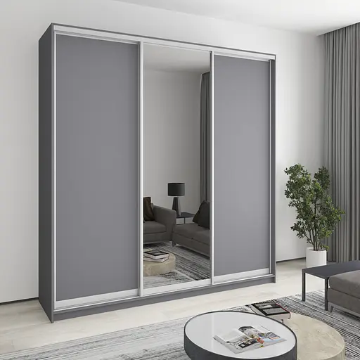 Шкаф-купе трехдверный MebelStar Комбо AL 2ДСП/Зеркало 230x45x240 см Антрацит (MBS-2111)