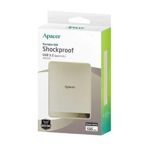 Портативний SSD Apacer AS724 512 GB USB 3. 2 Gen. 2 Type-C Read/Write 500MB/s Cream - фото 2