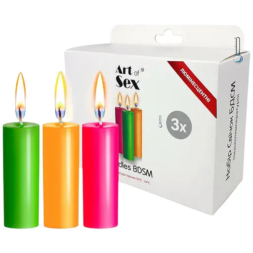 Набір низькотемпературних люмінесцентних воскових свічок Art of Sex size S, 10 см, 3 шт.