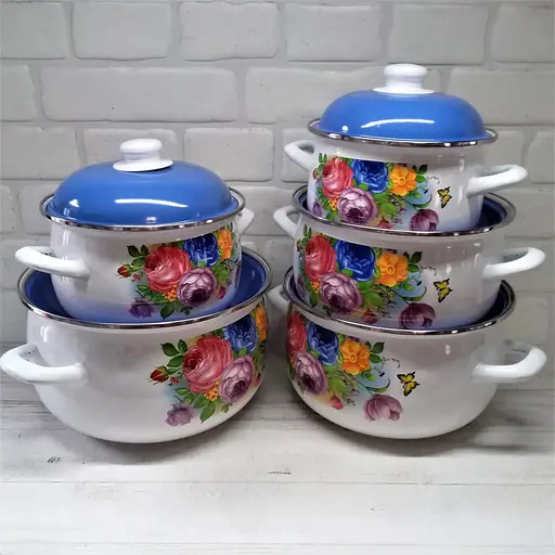 Набор кастрюль Edenberg Цветы EB-1879 10 предметов