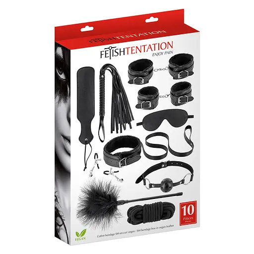 BDSM набір Fetish Tentation Enjoy Pain SM Bondage Box 10 шт. чорний - фото 2