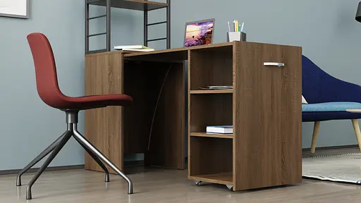 Стіл-тумба трансформер Смарт 4/2 з етажеркою Ferrum-decor 1430x1450x600 Чорний метал ДСП Дуб Сонома Трюфель 16 мм (FRD-105134) - фото 6