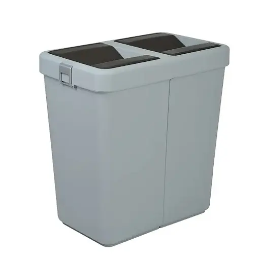 Мусорное ведро Motek на 40 л + 40 л с поворотной крышкой 55х35.5х59 см Серый (COB-414)  - фото 4