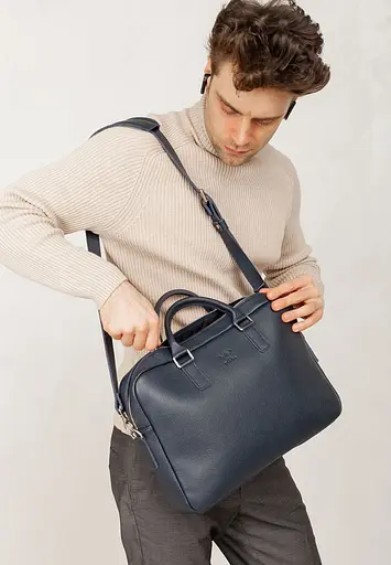 Кожаная деловая сумка Briefcase 2.0 синий флотар - фото 3