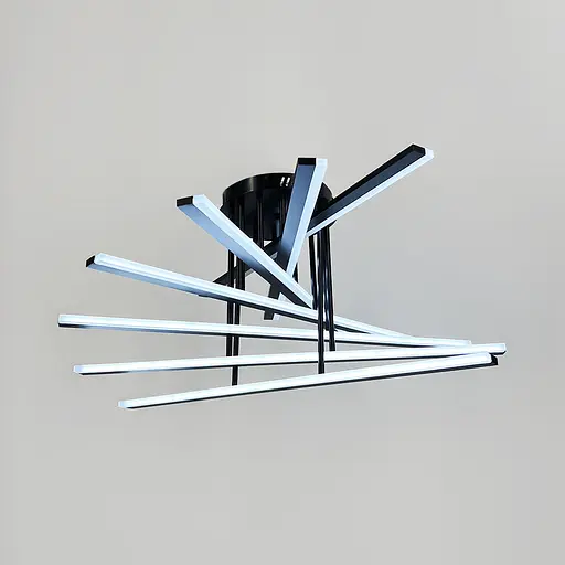 Потолковая черная люстра на 7 ярусов световых палок 80х40 см | Ст. F 607-800 BK | Line F - фото 2