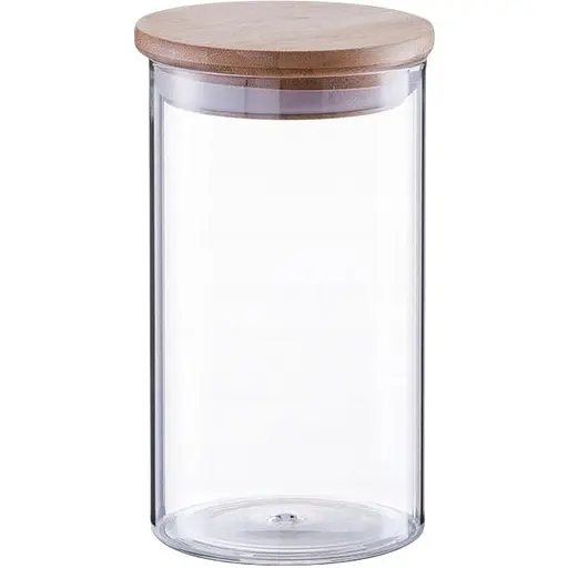 Банка для зберігання Lumines кругла скляна з бамбуковою кришкою 950 мл 9.5х14 см (TS2304B)