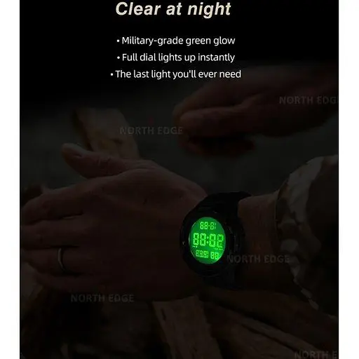 Годинник чоловічий водостійкий тактичний North Edge Terrax Green (2 ремешка) - фото 6