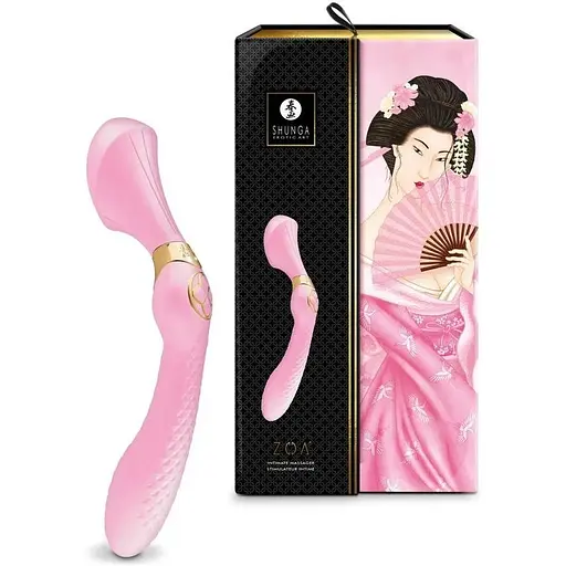 Вибромассажер Shunga Zoa Light Pink двусторонний - фото 9