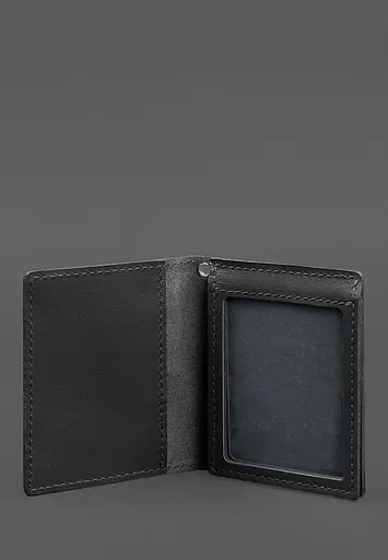 Кожаная обложка для удостоверения офицера ГНСУ (три кармана) черная - фото 4